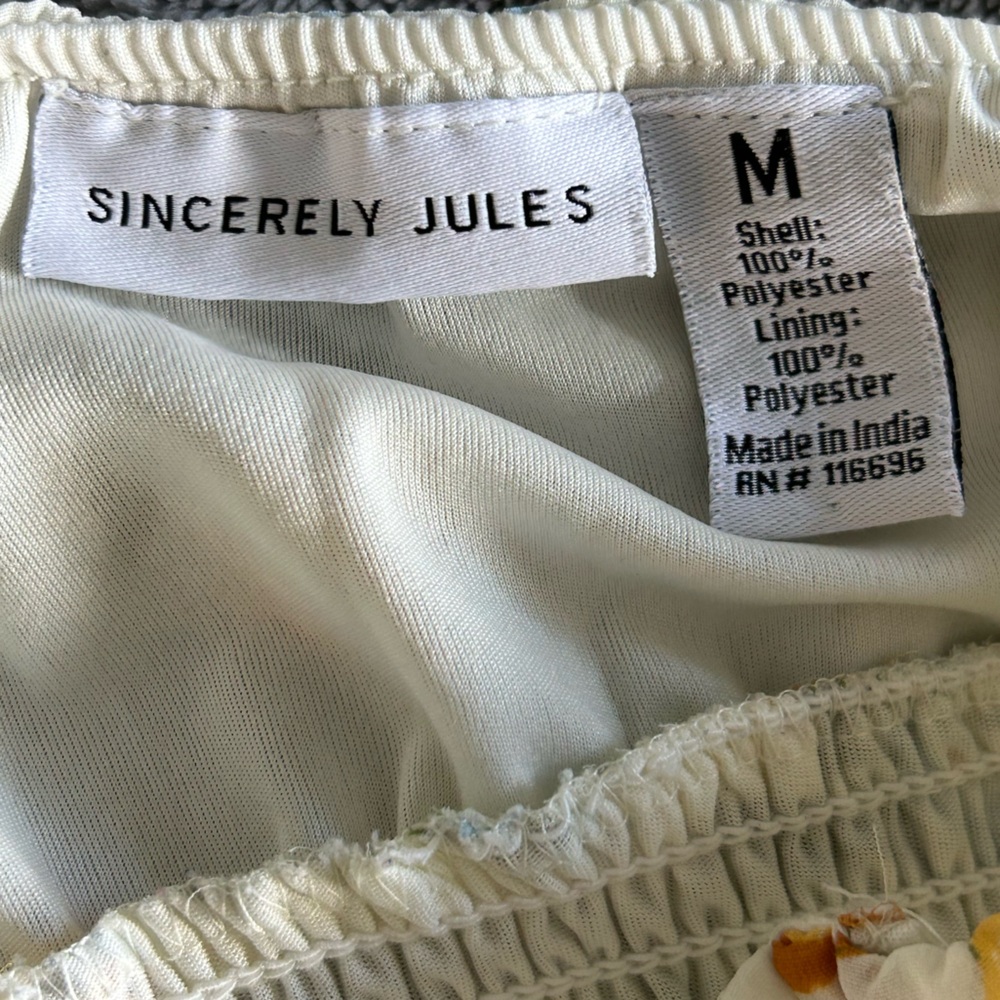 Sincerely Jules Yellow Blue and White Floral Midi Sundress with Peasant Bodice - Picture 6 of 7